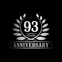 93 years logo design template. Anniversary vector and illustration template.
