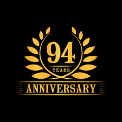 94 years logo design template. Anniversary vector and illustration template.