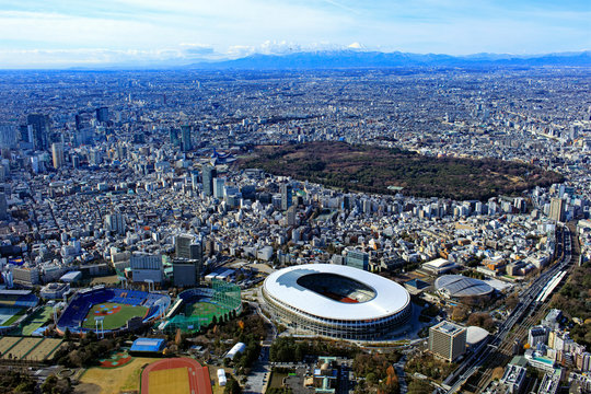 新国立競技場上空／Aerial view.2019撮影