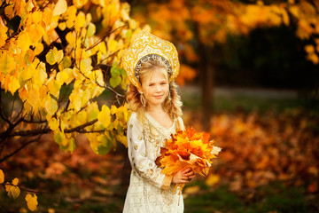 beautiful little girl in national russian costume