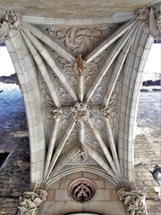 Pont del Bisbe or Puente del Obispo (Bishop) the mysterious and charming bridge in the Gotic in Barcelona build in the XX century full of impressive details