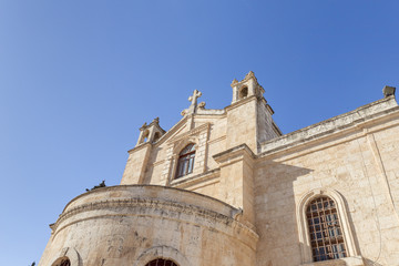 The St. Nicholas church from the roof of the house in Bay Jala - a suburb of Bethlehem in Palestine