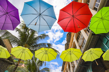 Colorful umbrellas in Mauritius