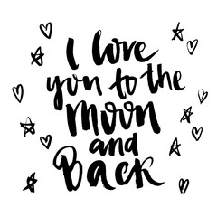 Baby shower cards with lettering. i love you to the moon and back