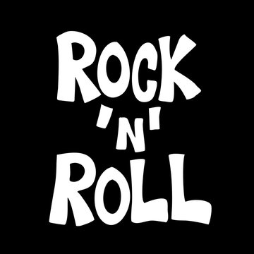 Rock and roll. Genre of popular music. Hand-written typography and font. vector illustration.