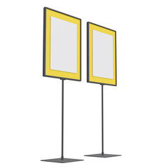 Blank nameplate stand. Trade show booth white and blank. 3d render isolated on white background. High Resolution Template for your design.