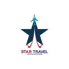 Obraz premium Star travel logo design. Travel agency logo design. Amazing destinations creative symbol concept.