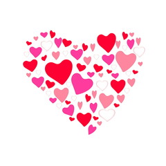 red hearts on white background