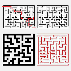 Mazes / Labyrinths with entry and exit. Vector illustration