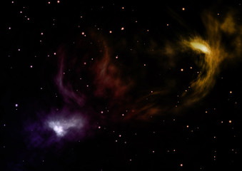 Being shone nebula and star field. 3D rendering