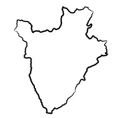 Burundi map from the contour black brush lines different thickness on white background. Vector illustration.