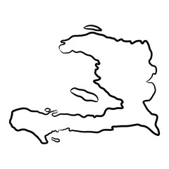 Haiti map from the contour black brush lines different thickness on white background. Vector illustration.