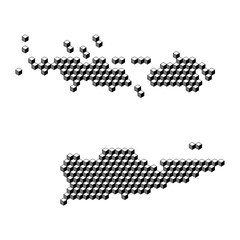 Virgin Islands of the United States map from 3D black cubes isometric abstract concept, square pattern, angular geometric shape. Vector illustration.