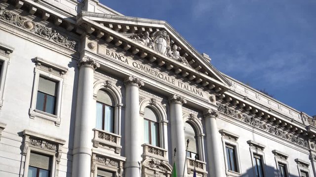 Italy , Milan december 26,2019 italy milan city landmark building of La Scala theater opera facade view - neo classic building