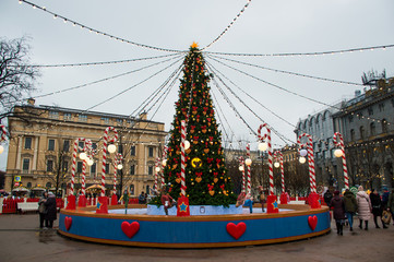 christmas tree in the city square