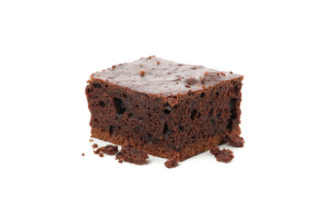Delicious chocolate cake slice isolated on white background