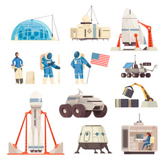 Mars Colonization Flat Set  © Macrovector