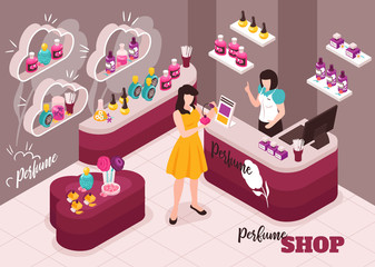 Obraz premium Perfume Shop Isometric Composition