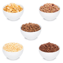 White bowl with natural organic granola cereal