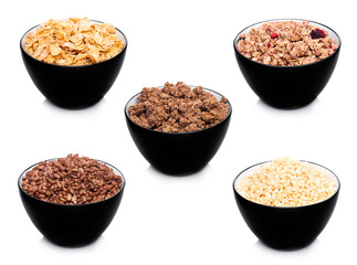 Black bowl with natural organic granola cereal