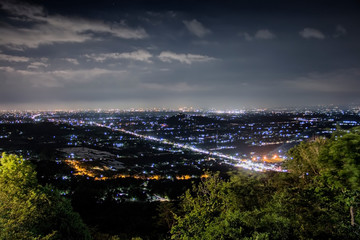 Fototapeta premium Nightscape, A view of the city of Yogyakarta at night
