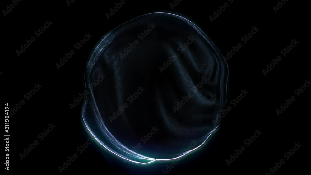 Poster sci-fi neon glowing sphere with grainy dispersion effect. abstract background. motion design templat
