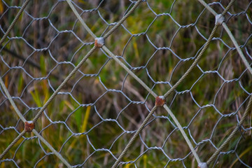 metallic fence and wire in the countryside