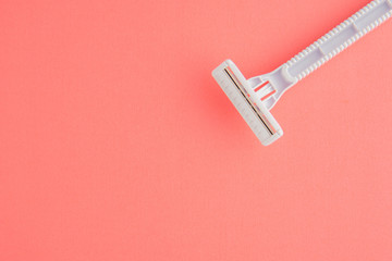 Plastic Razor Isolated On Pink Background, White Plastic Razor