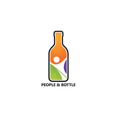 People and Bottle Logo Template Design