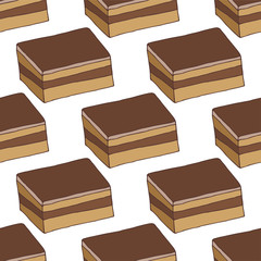 Seamless pattern with cake.Hand drawn vector illustration.