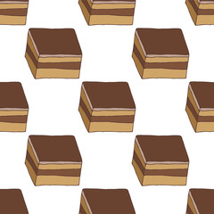 Seamless pattern with cake.Hand drawn vector illustration.