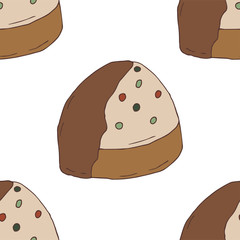 Seamless pattern with cake.Hand drawn vector illustration.
