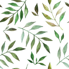 Green leaves, watercolor