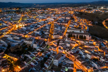 Fototapeta na wymiar aerial view of the night city of Ronda
