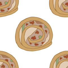 Seamless pattern with cake.Hand drawn vector illustration.