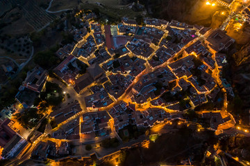 aerial view of the night city of Ronda