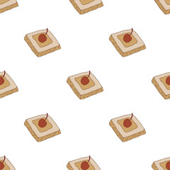 Seamless pattern with cake.Hand drawn vector illustration.