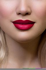 Sexy Lips. Beauty Pink Lip Makeup Detail. Beautiful Make-up Closeup. Sensual Open Mouth. lipstick or Lipgloss. Kiss. Beauty Model Woman's Face close-up