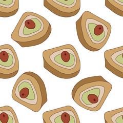 Seamless pattern with cake.Hand drawn vector illustration.