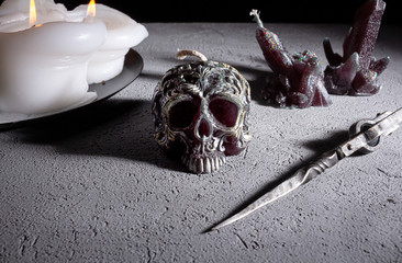 skull and crossbones on black background