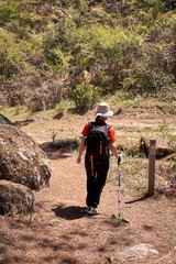 Fototapeta na wymiar Woman doing trekking in nature