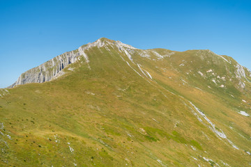 View of the durmitor national park in montenegro. On the trial of Prutas peak. 