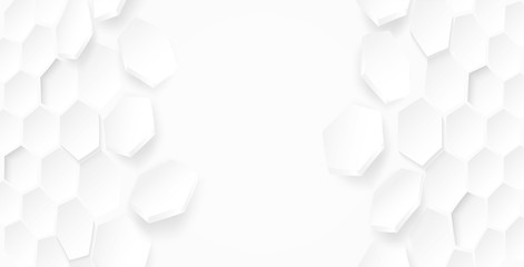 Abstract . Flying polygon Hexagon white background. light and shadow. Vector.