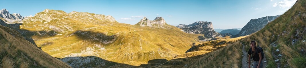 View of the durmitor national park in montenegro. On the trial of Prutas peak. 