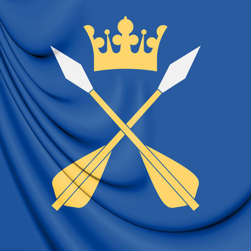 3D Flag of Dalarna County, Sweden. 3D Illustration.