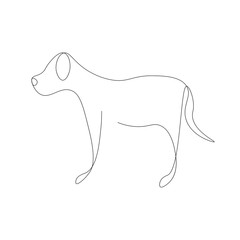 Cute dog silhouette one line drawing, vector illustration