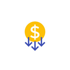 reduce costs, price reduction flat icon