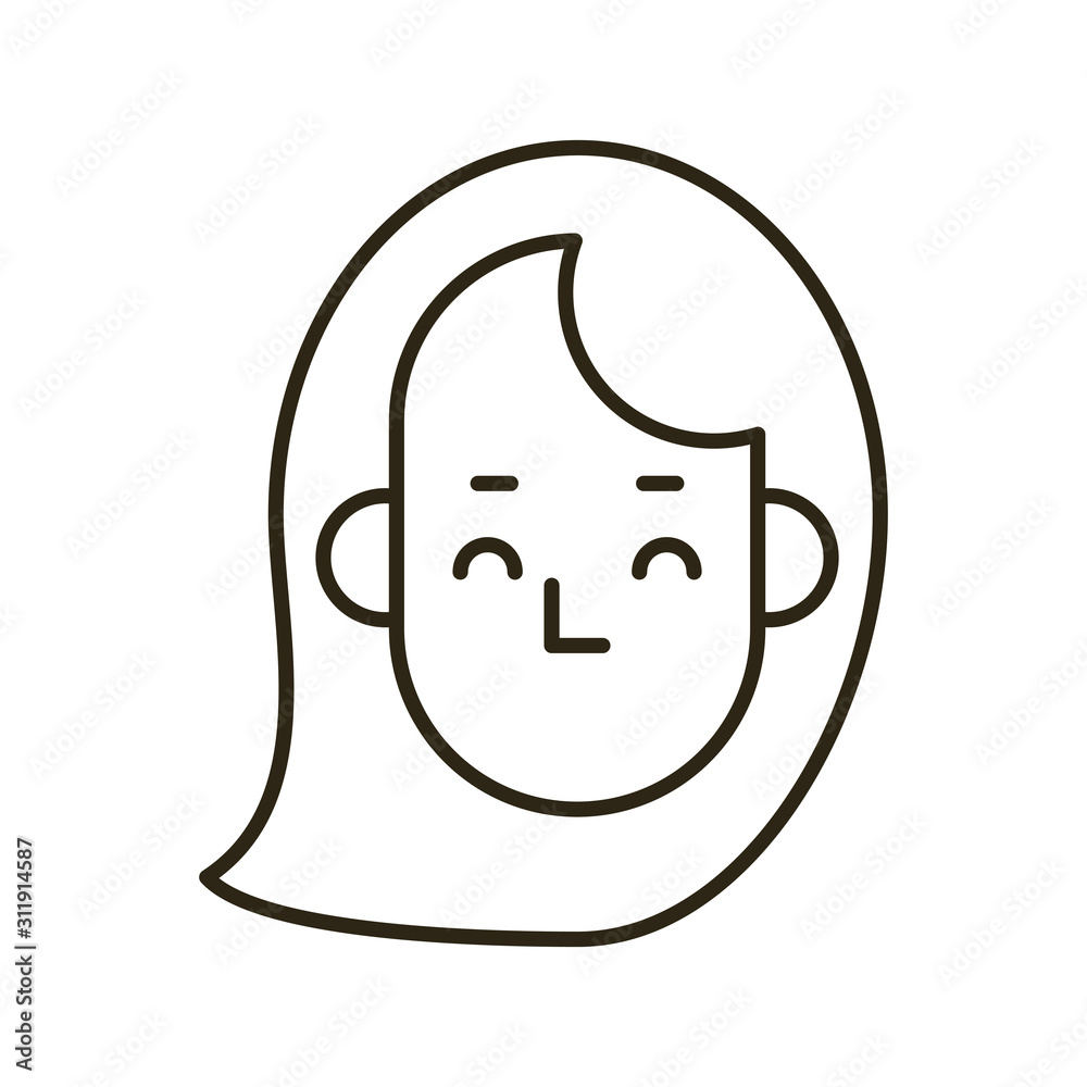 Sticker head woman face character icon