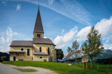 "Buchbergkircherl" Church of St. Primus on Buchberg near Bischofshofen in autumn