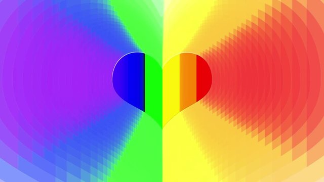 LGBT heart pattern on colorful background. Rainbow pride flag. 3d illustration
